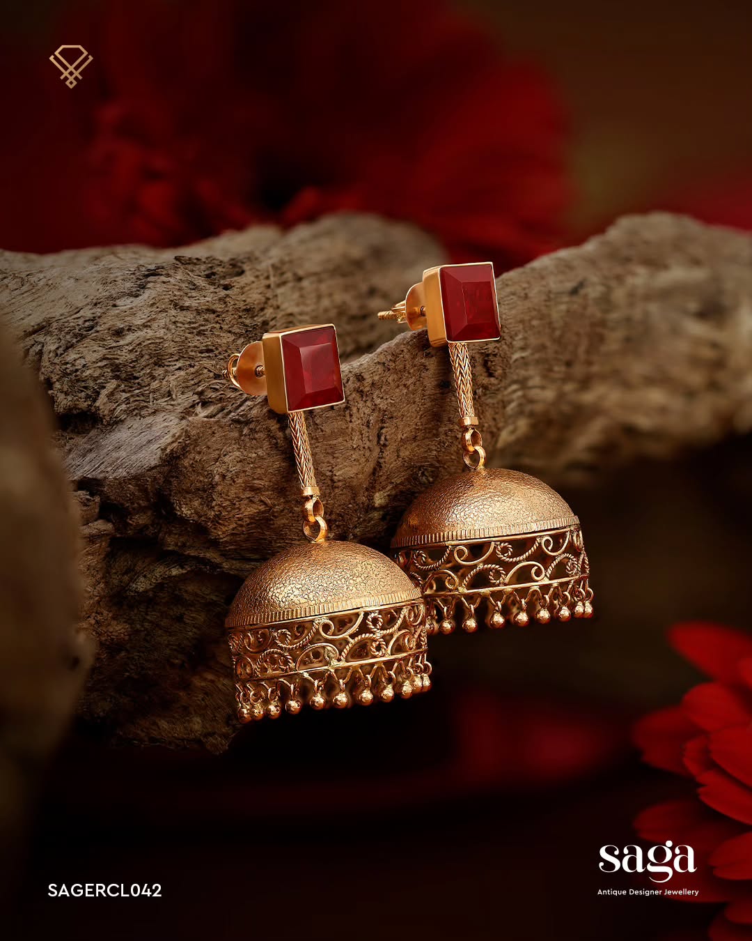 Saga antique designer jhumka